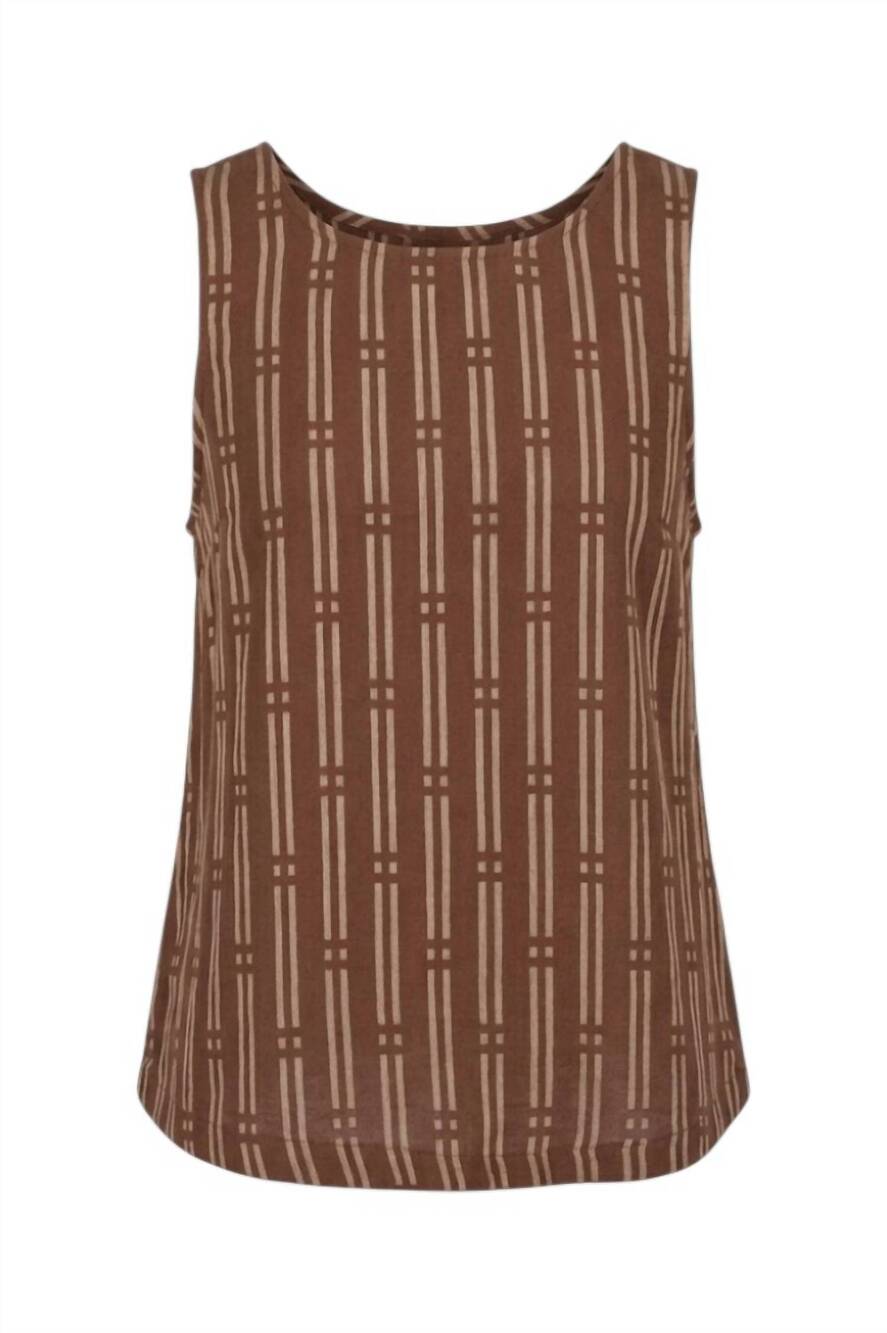 NEW FUN 2 FUN printed tank top with back details in brown